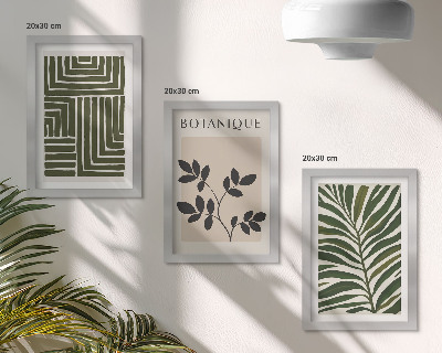 Tavelvägg med 3 tavlor Botaniska kompositioner i stil med boho minimalism