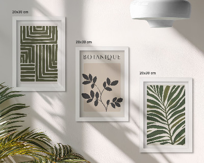 Tavelvägg med 3 tavlor Botaniska kompositioner i stil med boho minimalism