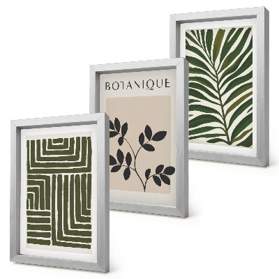 Tavelvägg med 3 tavlor Botaniska kompositioner i stil med boho minimalism