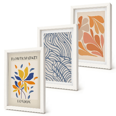 Triptyk tavla med ram Moderna blommor med abstrakta mönster
