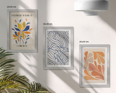 Triptyk tavla med ram Moderna blommor med abstrakta mönster