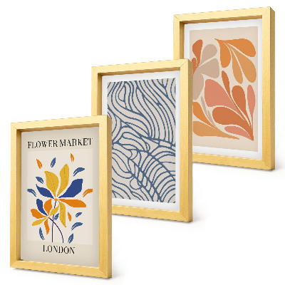 Triptyk tavla med ram Moderna blommor med abstrakta mönster