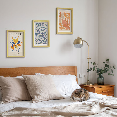 Triptyk tavla med ram Moderna blommor med abstrakta mönster