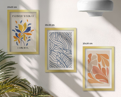 Triptyk tavla med ram Moderna blommor med abstrakta mönster