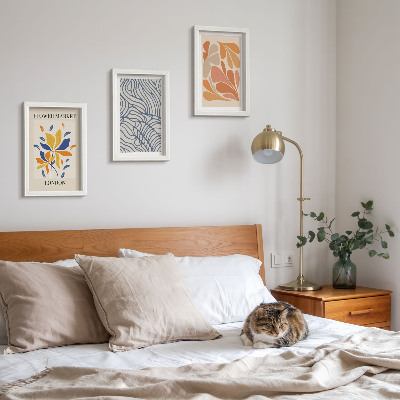 Triptyk tavla med ram Moderna blommor med abstrakta mönster