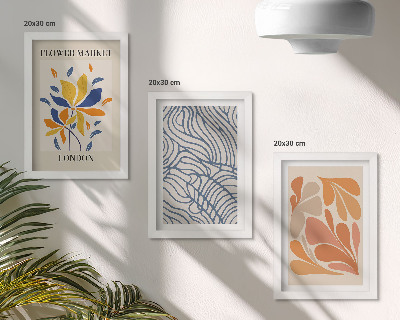 Triptyk tavla med ram Moderna blommor med abstrakta mönster