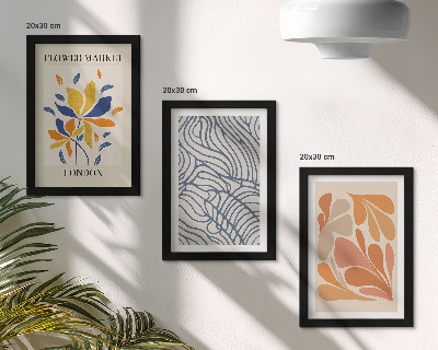 Triptyk tavla med ram Moderna blommor med abstrakta mönster
