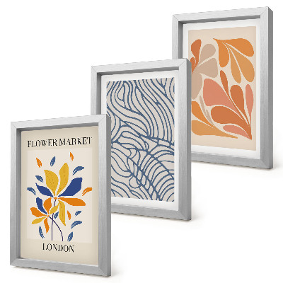 Triptyk tavla med ram Moderna blommor med abstrakta mönster