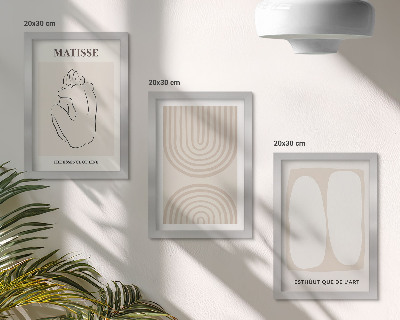 Tavelvägg med 3 tavlor Snygga linjer och minimalistiska former i neutrala toner
