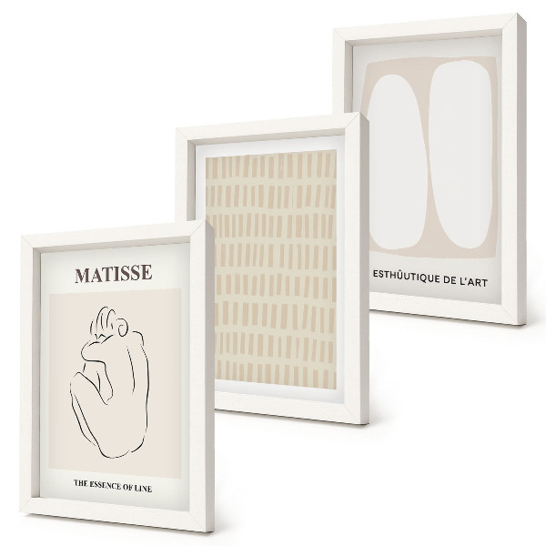 Posterpaket Linjer och former i nyanser av beige och vitt
