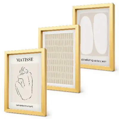 Posterpaket med linjer och former i nyanser av beige och vitt
