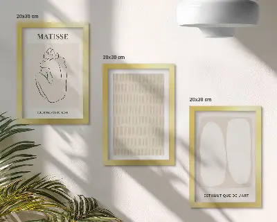 Posterpaket med linjer och former i nyanser av beige och vitt