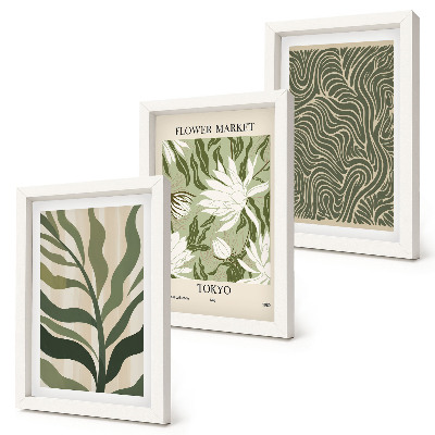 Tavelvägg med 3 tavlor Växtmönster, botaniska dekorationer, boho-stil