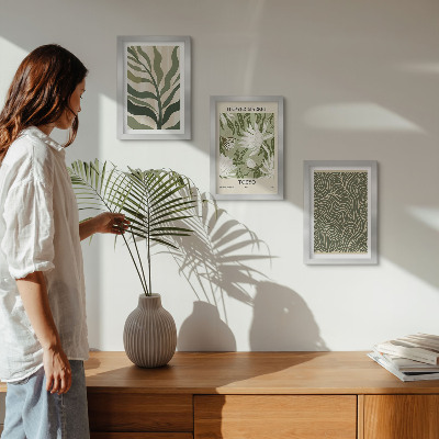 Tavelvägg med 3 tavlor Växtmönster, botaniska dekorationer, boho-stil