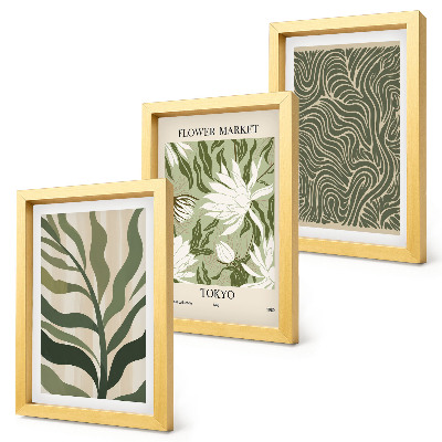 Tavelvägg med 3 tavlor Växtmönster, botaniska dekorationer, boho-stil