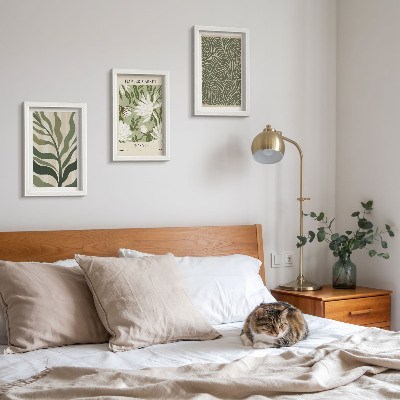 Tavelvägg med 3 tavlor Växtmönster, botaniska dekorationer, boho-stil