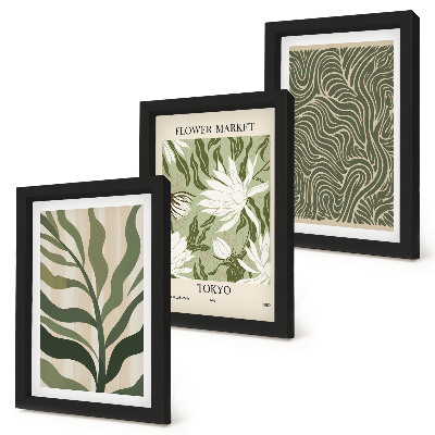 Tavelvägg med 3 tavlor Växtmönster, botaniska dekorationer, boho-stil