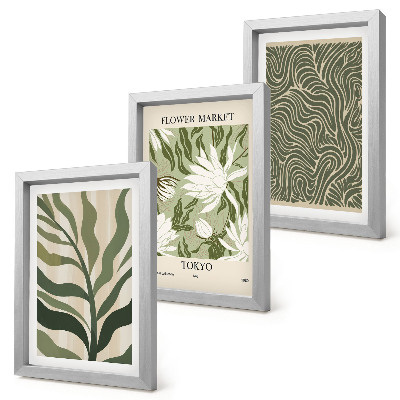 Tavelvägg med 3 tavlor Växtmönster, botaniska dekorationer, boho-stil