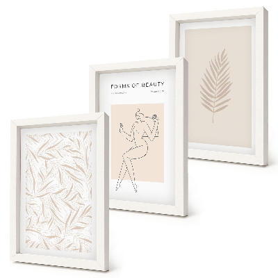 Triptyk tavla med ram Minimalistiska botaniska designmotiv