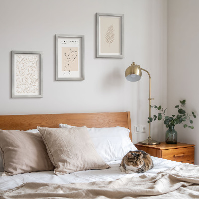 Triptyk tavla med ram Minimalistiska botaniska designmotiv