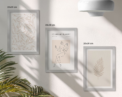 Triptyk tavla med ram Minimalistiska botaniska designmotiv