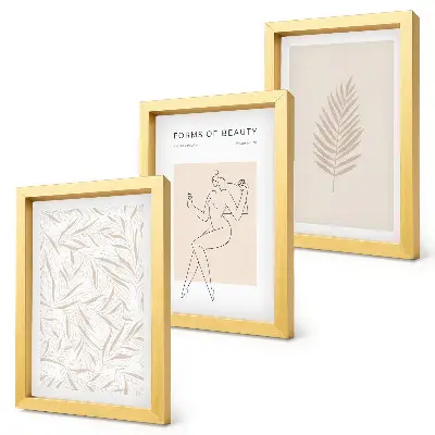 Triptyk med botaniska motiv minimalistisk tavla med ram