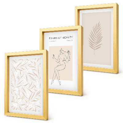 Triptyk tavla med ram Minimalistiska botaniska designmotiv