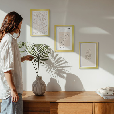 Triptyk tavla med ram Minimalistiska botaniska designmotiv