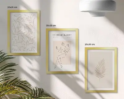 Triptyk med botaniska motiv minimalistisk tavla med ram
