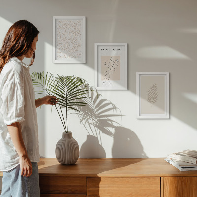 Triptyk tavla med ram Minimalistiska botaniska designmotiv