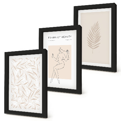 Triptyk tavla med ram Minimalistiska botaniska designmotiv