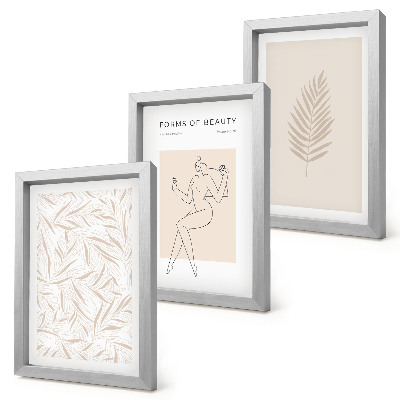 Triptyk tavla med ram Minimalistiska botaniska designmotiv