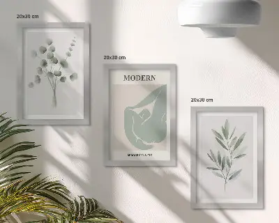 Posterpaket med växtmotiv i delikata gröna nyanser