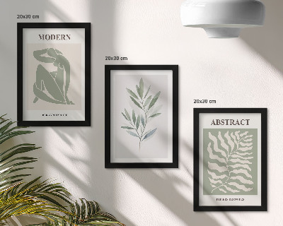 Triptyk tavla med ram Matisse design akvarell boho växter