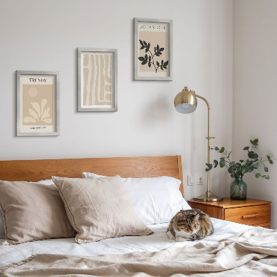 Posterpaket Snygga växtmönster i nyanser av beige och svart
