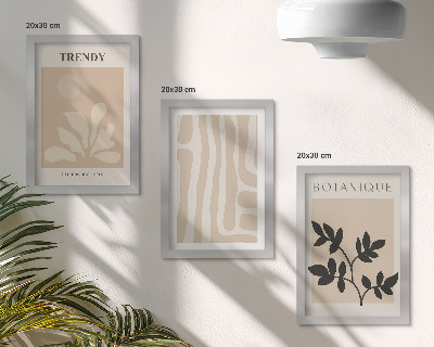 Posterpaket Snygga växtmönster i nyanser av beige och svart
