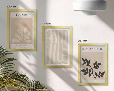 Posterpaket Snygga växtmönster i nyanser av beige och svart