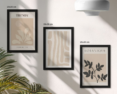 Posterpaket Snygga växtmönster i nyanser av beige och svart