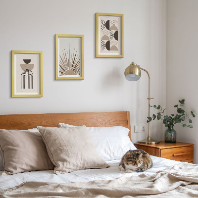 Triptyk tavla med ram Abstrakta former i nyanser av beige och brunt
