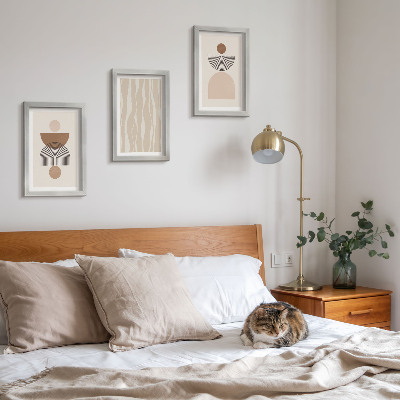 Tavelvägg med 3 tavlor Abstrakta former i nyanser av brunt och beige
