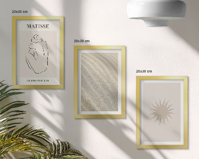 Tavelvägg med 3 tavlor Minimalistiska linjer, sand, vågor och sol
