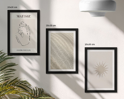 Tavelvägg med 3 tavlor Minimalistiska linjer, sand, vågor och sol