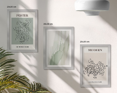 Triptyk tavla med ram Blommor i en vas i modern och minimalistisk stil