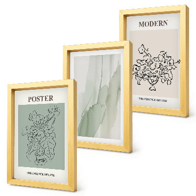 Triptyk tavla med ram Blommor i en vas i modern och minimalistisk stil