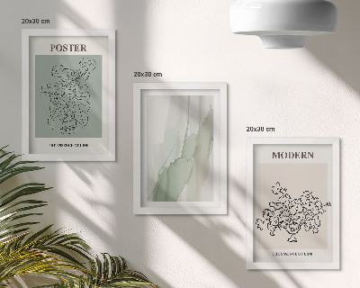 Triptyk tavla med ram Blommor i en vas i modern och minimalistisk stil