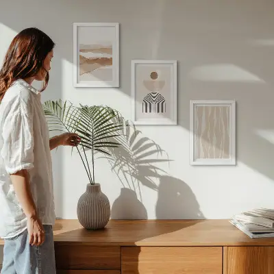 Posterpaket abstrakt landskap med naturliga former och geometri