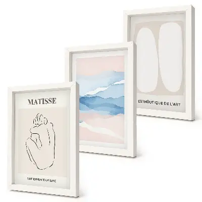 Triptyk med ram tavla med abstrakta former och färger av Matisse