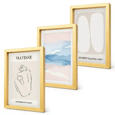 Triptyk med ram tavla med abstrakta former och färger av Matisse