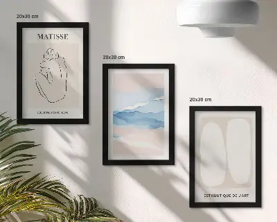 Triptyk med ram tavla med abstrakta former och färger av Matisse