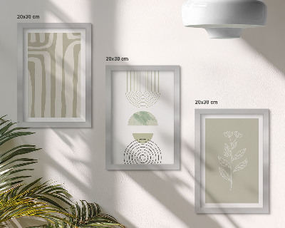 Posterpaket Geometriska mönster med växtaccenter i nyanser av grönt